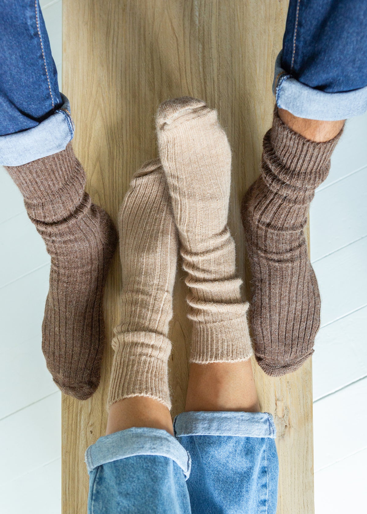 Alpaca Cushioned Sole Socks - Fawn