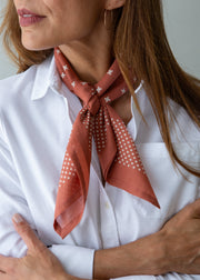 Cotton Block Print Spot & Cross Bandana - Clay Pink