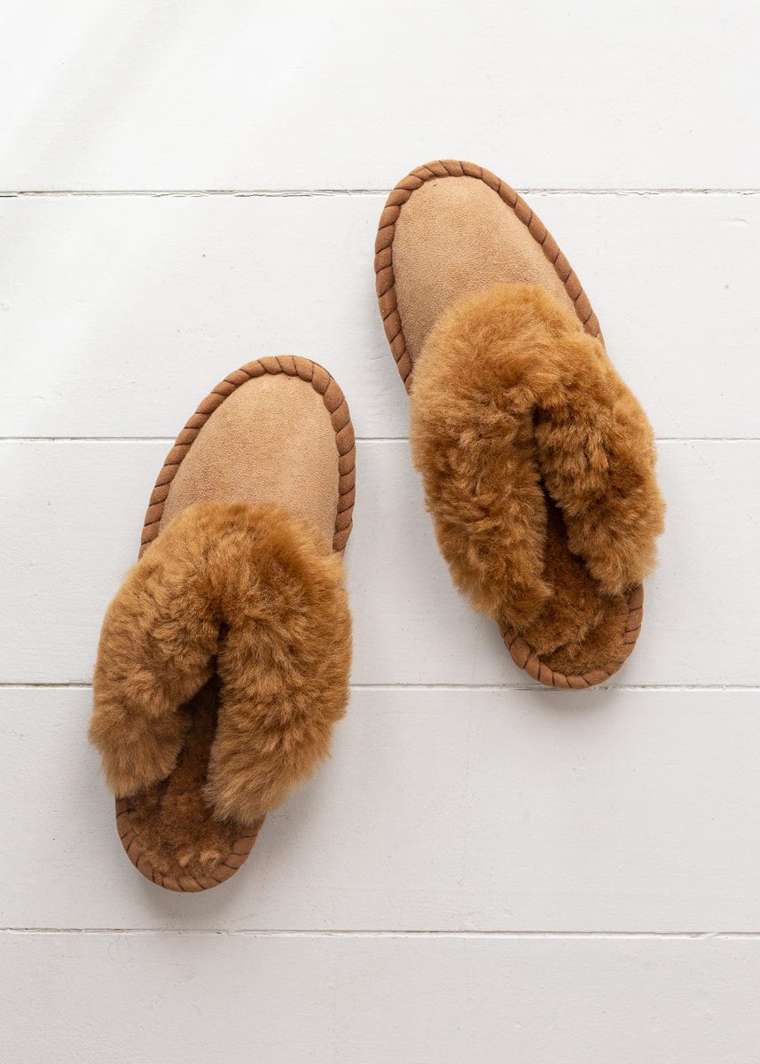 Men’s Sheepskin Mule Slippers – Tobacco Suede