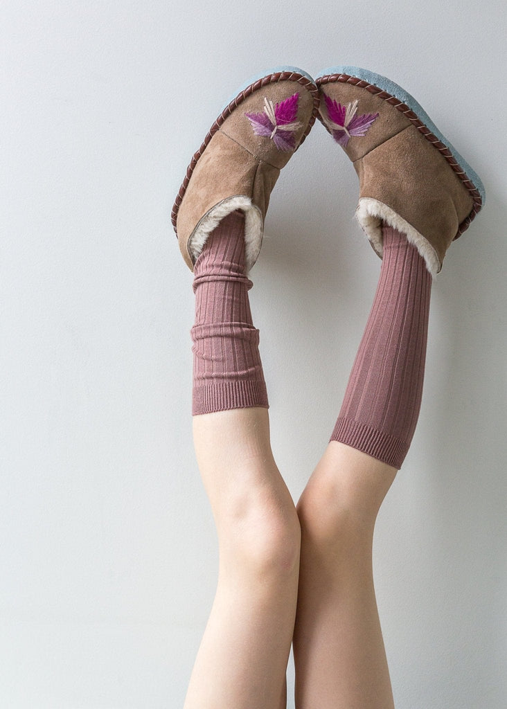 Children's Sheepskin Moccasin Slipper Boots Bright Rhubarb Pink. The Small Home, UK, Warm & cosy fur slippers for girls