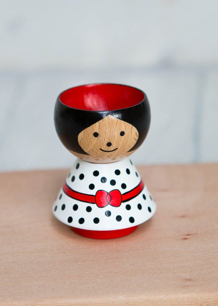 Hand-Painted Egg Cup – Red Bow Girl - The Small Home
