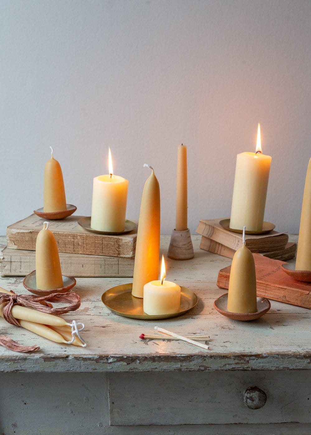 Short Stubby - Pairs of 100% Pure Beeswax Candles - The Small Home