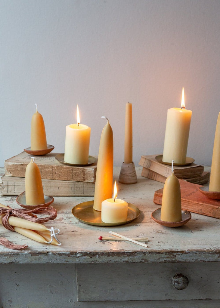 Short Stubby - Pairs of 100% Pure Beeswax Candles - The Small Home