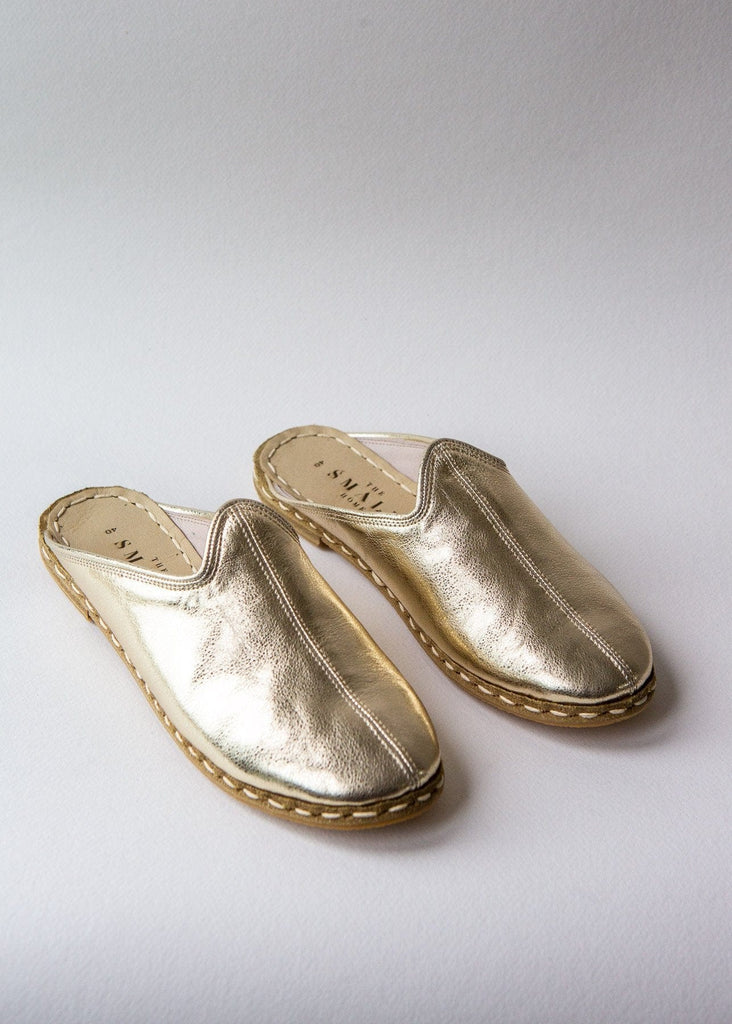 Women's Luxe Leather Slide – Gold - The Small Home