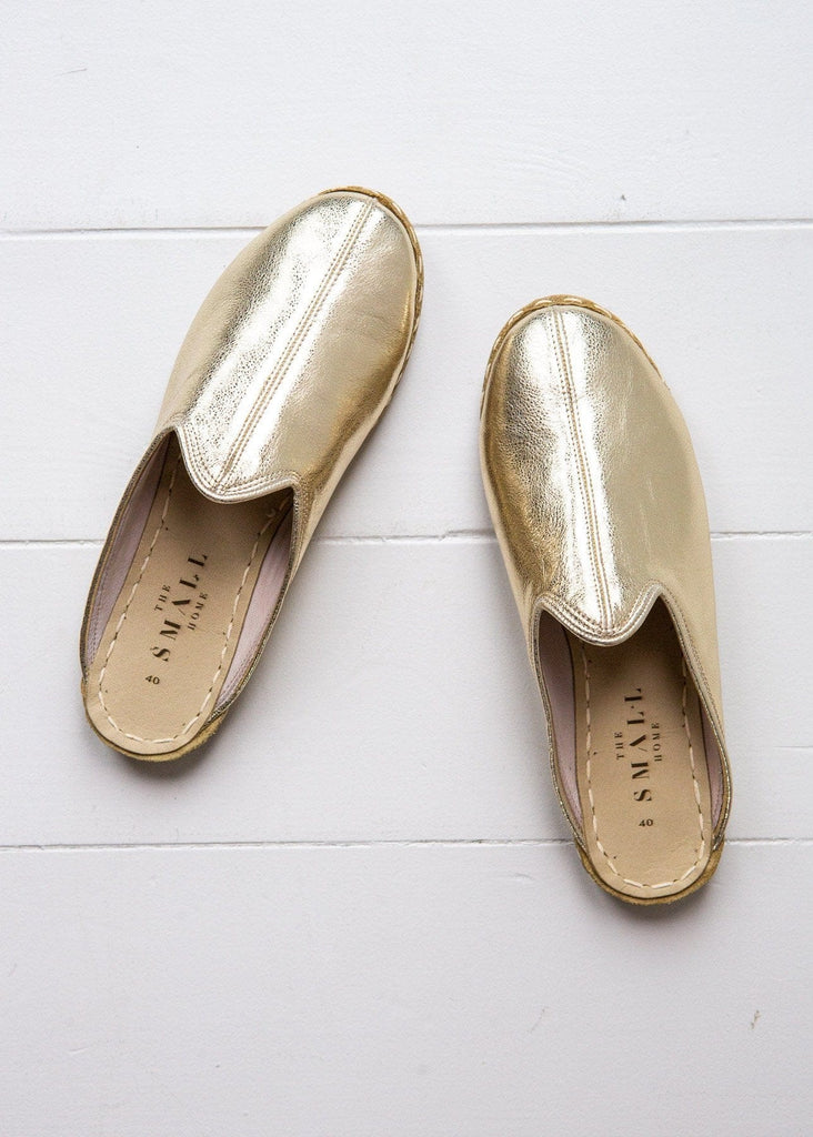 Women's Luxe Leather Slide – Gold - The Small Home