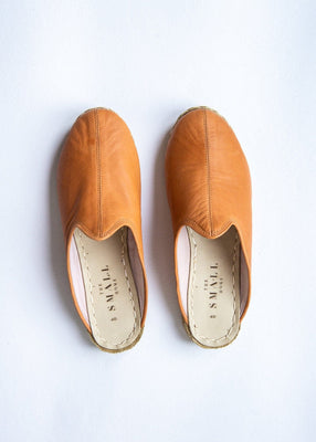 Women's Luxe Leather Mules – Warm Tan | The Small Home