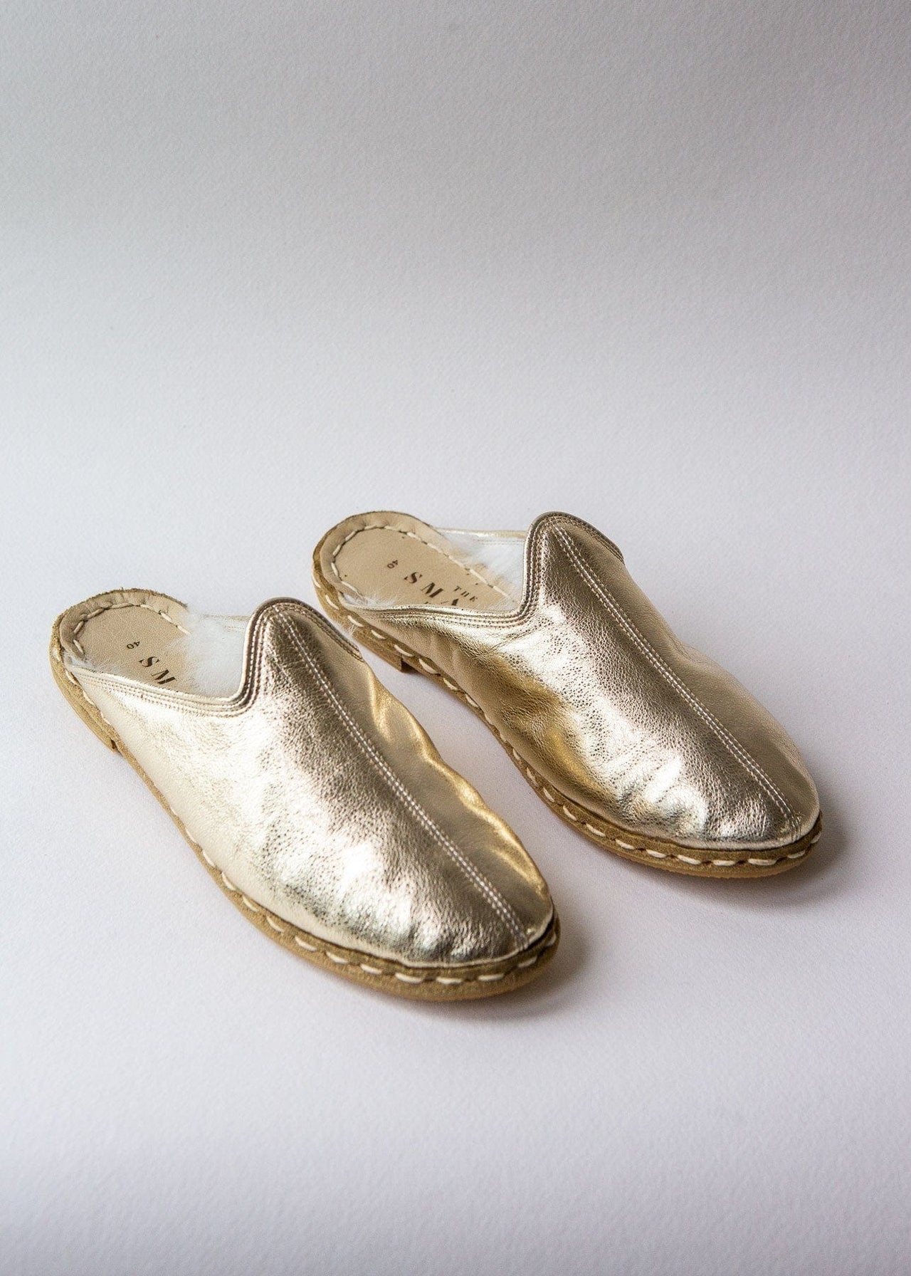Women's Leather Shearling Mules – Gold – The Small Home