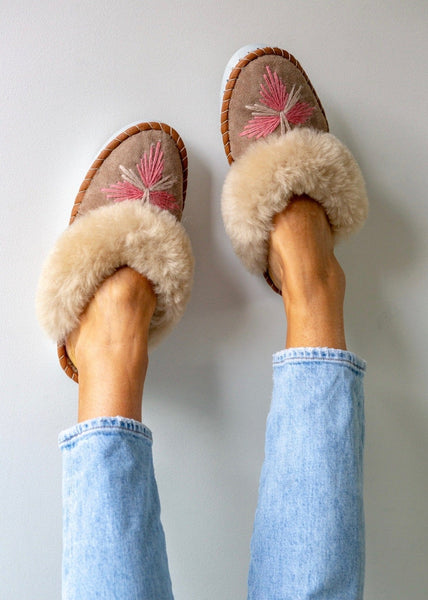 Women's Sheepskin Slipper Mules pale pink. The Small Home Ladies Real Fur Slippers. UK Slippers. Cosy & warm slippers.